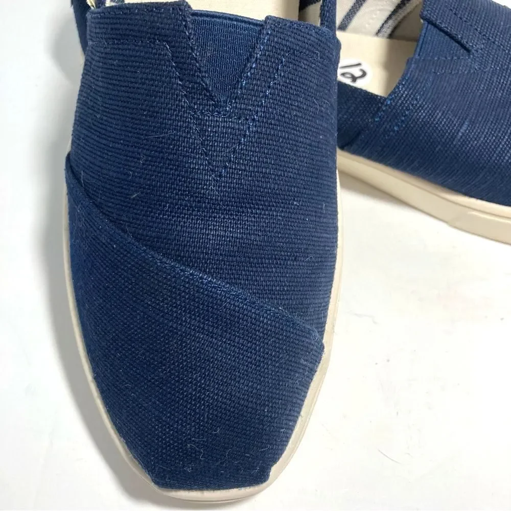 TOMs Alpargata Slip on Navy Blue Canvas Womens Size 12W